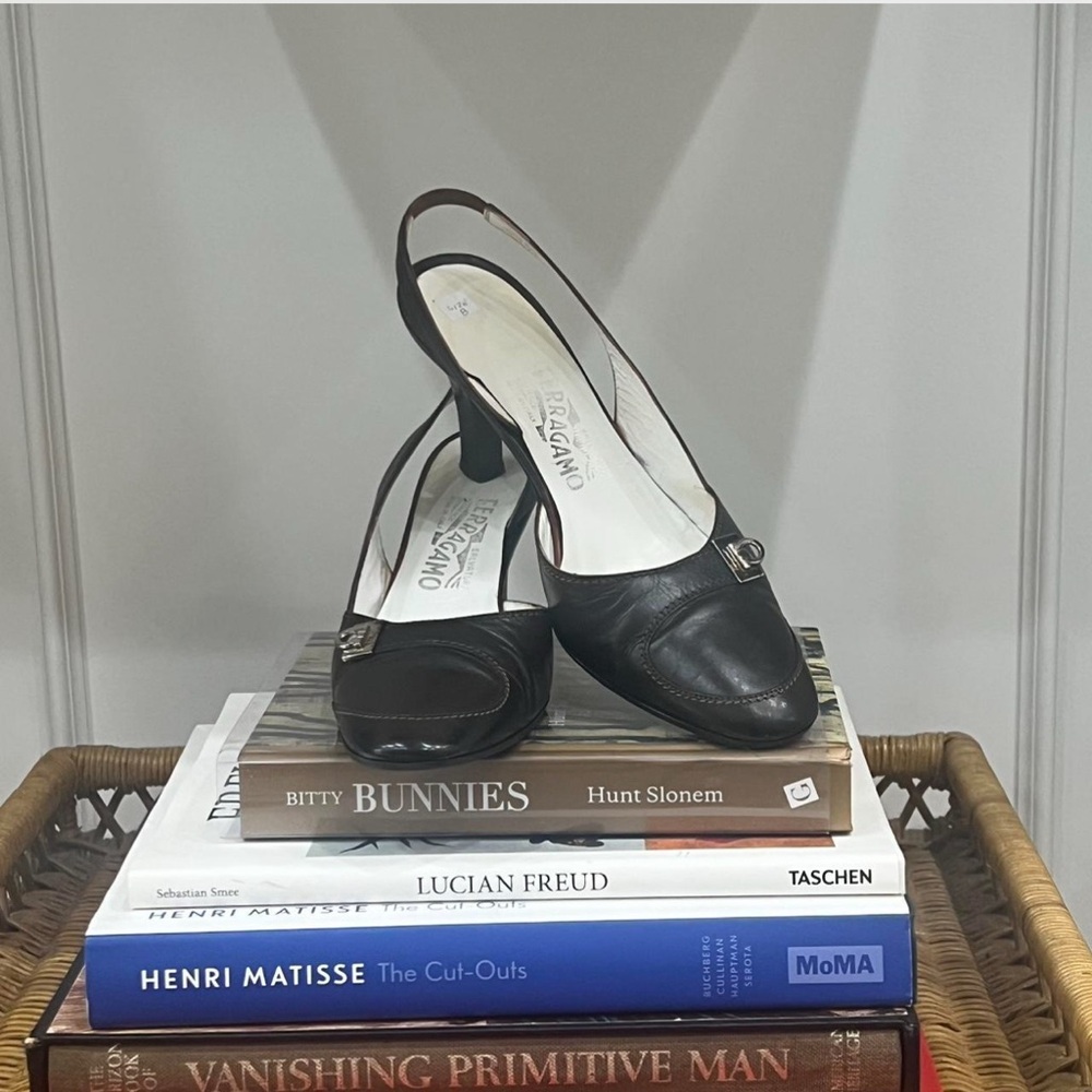 Salvatore Ferrgamo Black Stiletto Heels